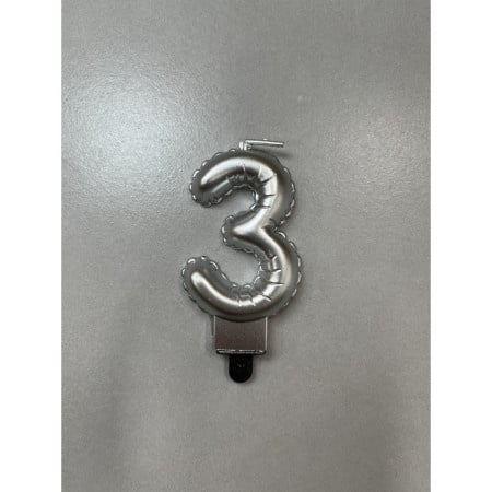 BALLOON CANDLE SVECICA,SREBRNA BROJ 3 710393